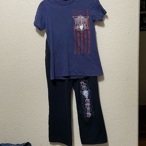 Buffalo Chip Motorcycle Camp Women’s Tee And Sweatpants. Good Condition. Size M.